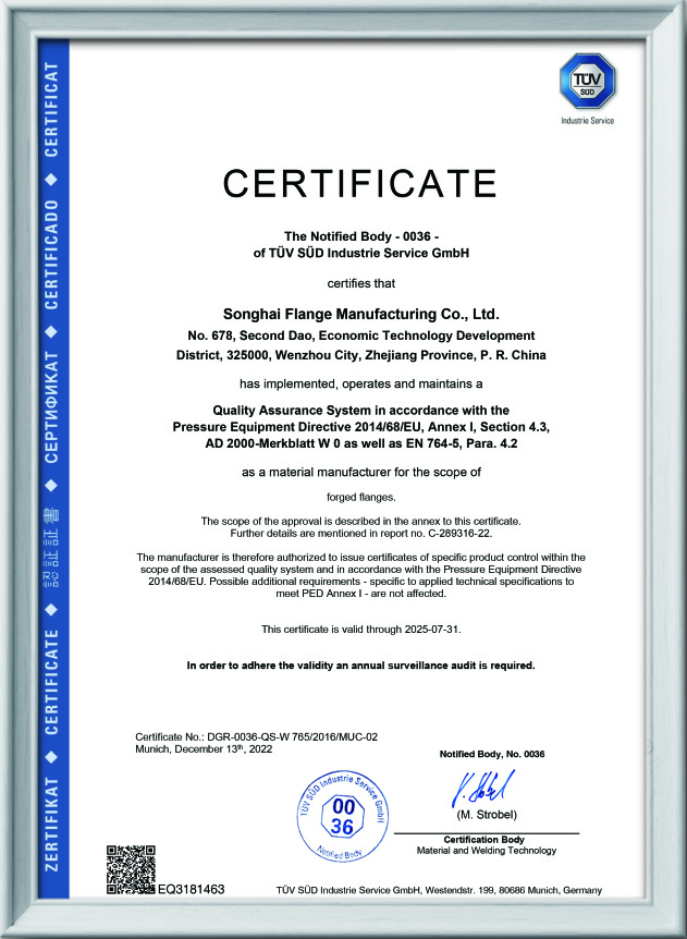 PED Certificate